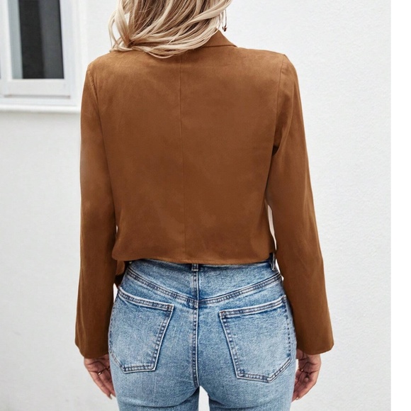 Luxe Rust Vegan Suede Zip up Biker Moto Jacket - Picture 5 of 5